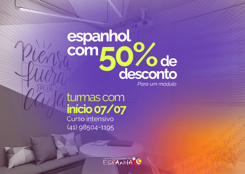 Curso intensivo de espanhol com 50% de desconto em um módulo — só até 7 de julho!