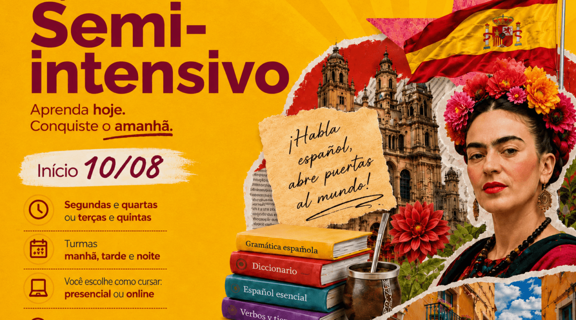 Curso de espanhol semi-intensivo do Centro Cultural da Espanha com início em 10 de agosto, aulas presenciais ou online.