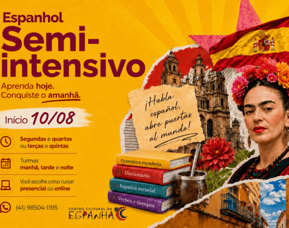 Curso de espanhol semi-intensivo do Centro Cultural da Espanha com início em 10 de agosto, aulas presenciais ou online.