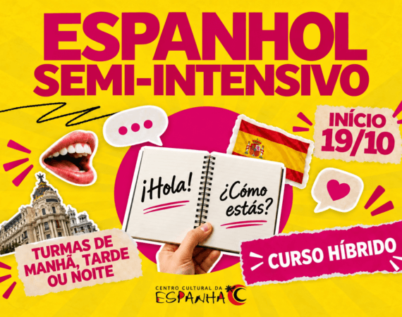 Curso de espanhol semi-intensivo do CCE com início em 19 de outubro, turmas de manhã, tarde e noite e aulas híbridas.